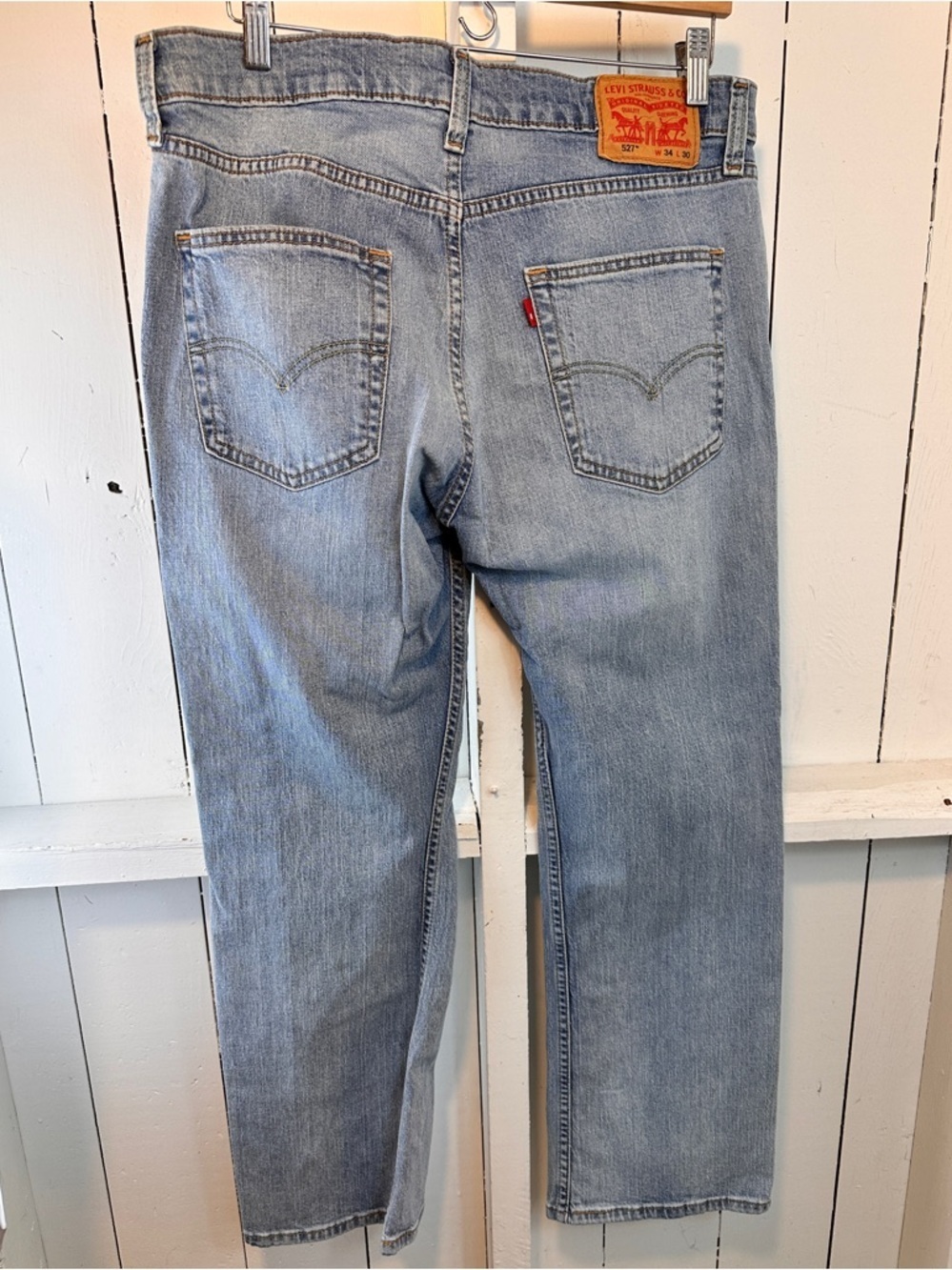 Levi’s 527 Slim Bootcut Jeans Men’s 34x30 Worn In Light Washed - Picture 4 of 10